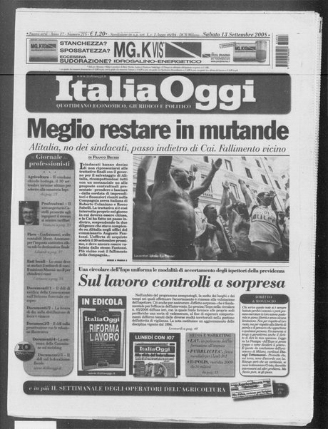 Italia oggi : quotidiano di economia finanza e politica